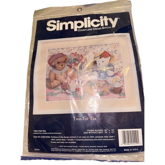 Simplicity Countless Cross Stitch Kit #05519 Two for TeaDonna Richardson Design - Picture 1 of 3